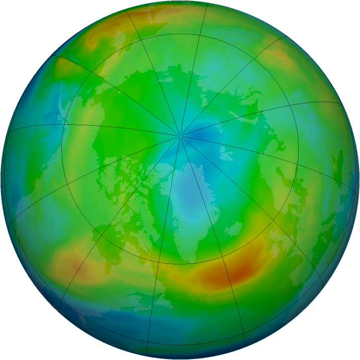 Arctic ozone map for 23 December 2013